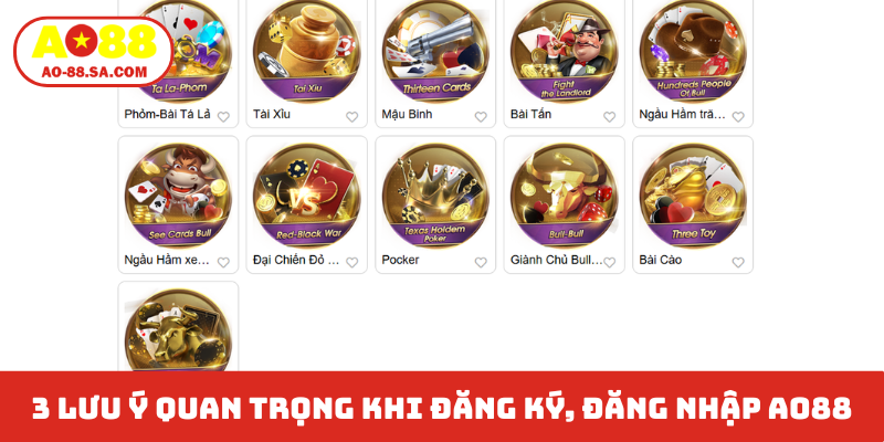 3 lưu ý quan trọng khi đăng ký, đăng nhập AO88