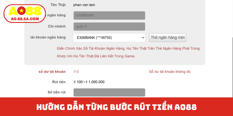 Hướng dẫn từng bước rút tiền AO88