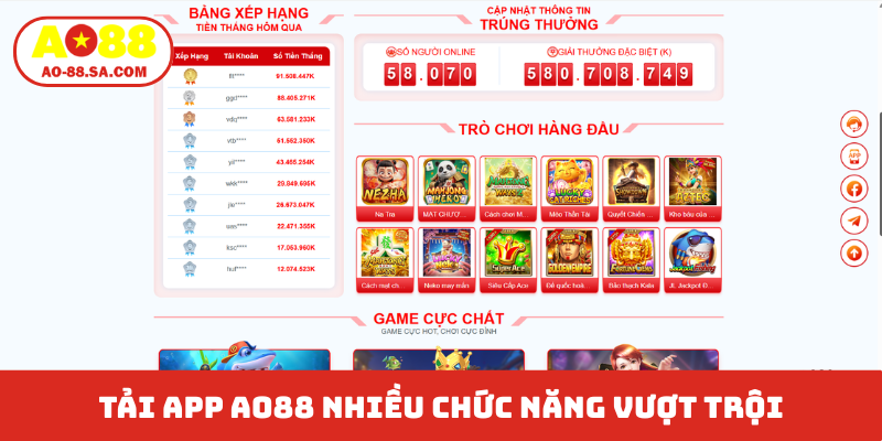 Tải app AO88 nhiều chức năng vượt trội